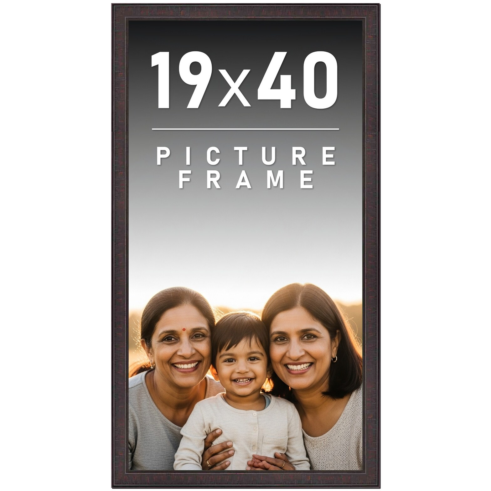 19x40 Frame Brown Solid Wood Picture Frame - Complete Modern Photo