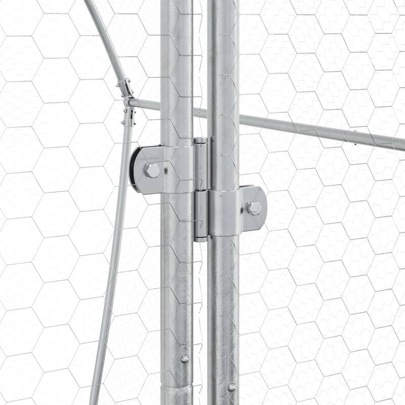 vidaXL Rabbit Hutch Bunny House Animal Enclosure Silver Galvanized Steel