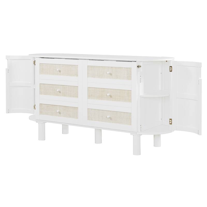 Murphy Bed with Hidden Storage & Modern Woven Design - White