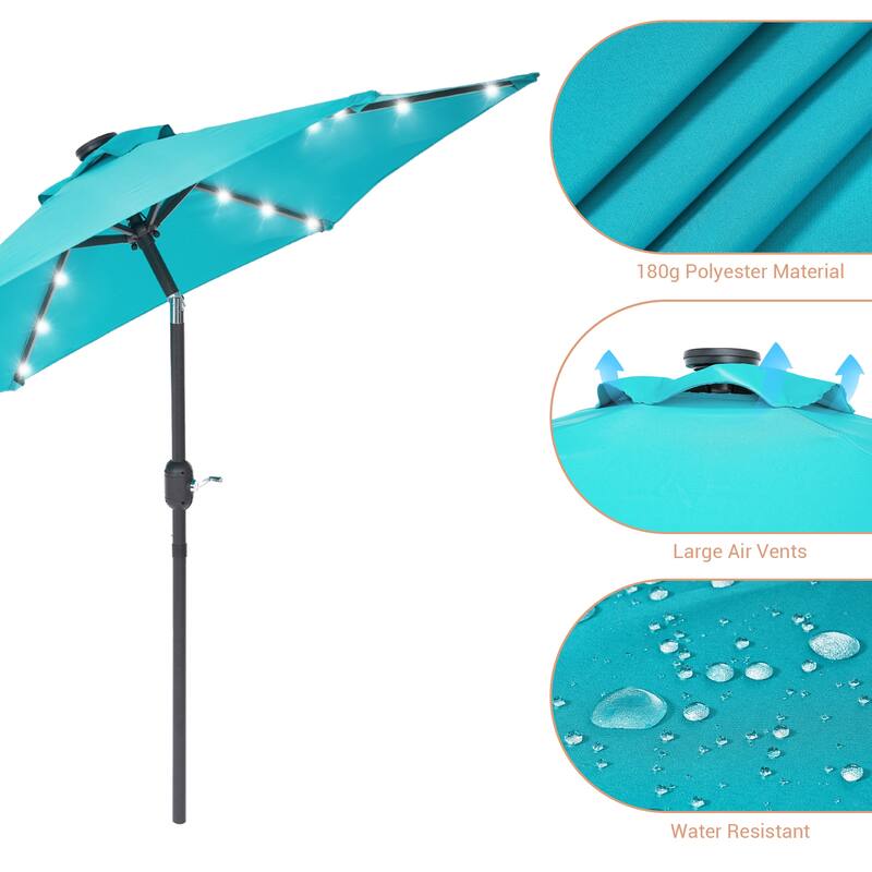 LIVOOSUN Patio 7.5 Feet Market Solar LED Light Umbrella