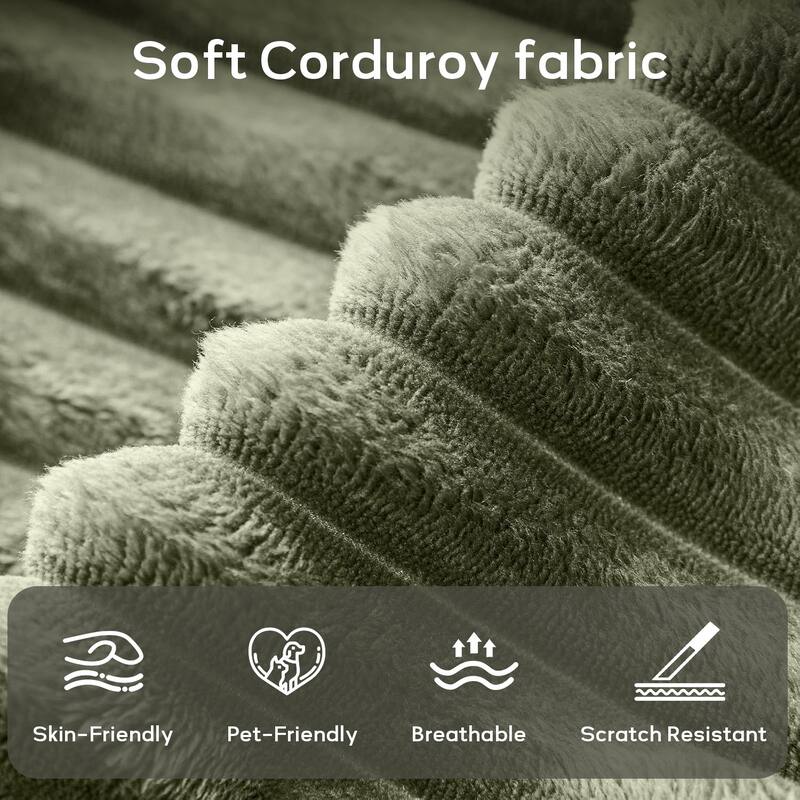 7 Piece Modular Corduroy Sectional With Ottoman