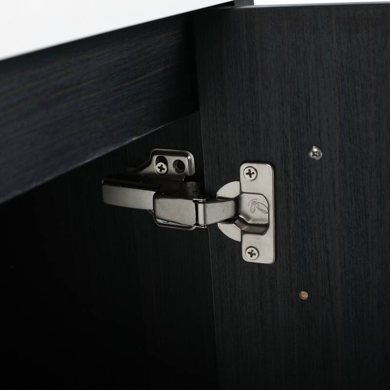 24" Bathroom Vanity with Soft-Close Doors and Spacious Storage, Black Chestnut Finish, Freestanding Design, Vanity Base Only