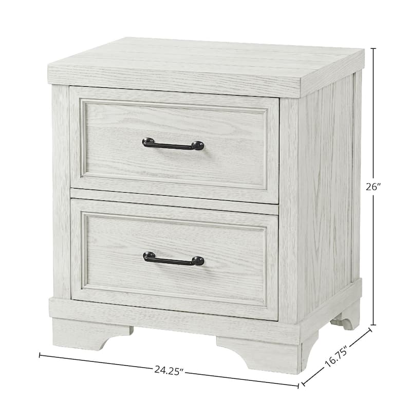 Foundry 2-Drawer Traditional Wood Nightstand, White Dove