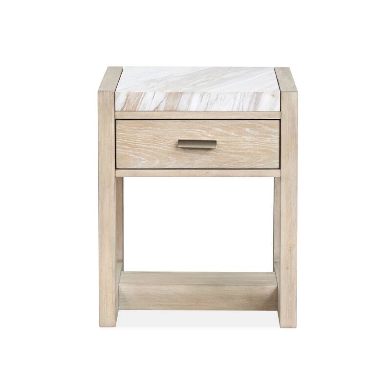 Magnussen Home Preston Gallery Buff and Antique Silver Rectangular End Table - 20''W x 25''D x 24''H
