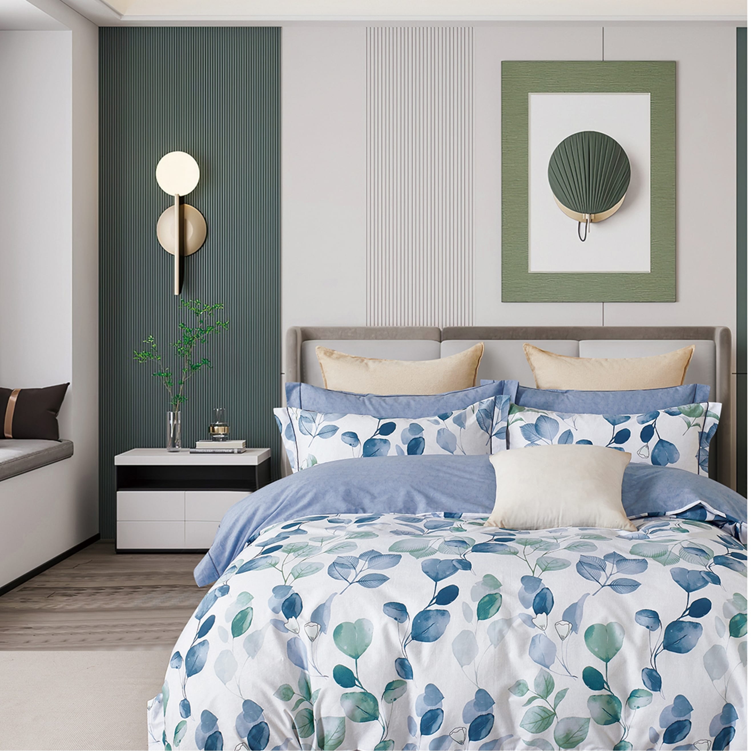Elora Blue Natural Cotton Oversized Comforter Set