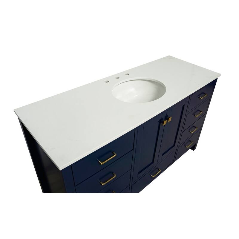 KitchenBathCollection Horizon 60" Single Bathroom Vanity with Engineered White Top