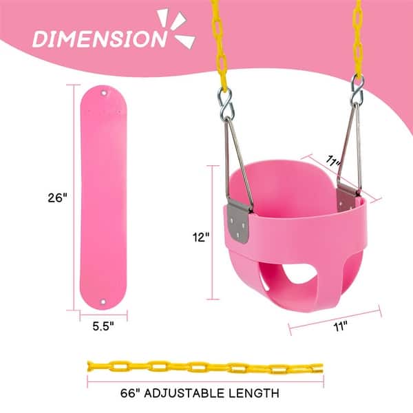 dimension image slide 0 of 3, Metal/Plastic Bucket Swing with Chains - 11"D x 11"W x 78"H
