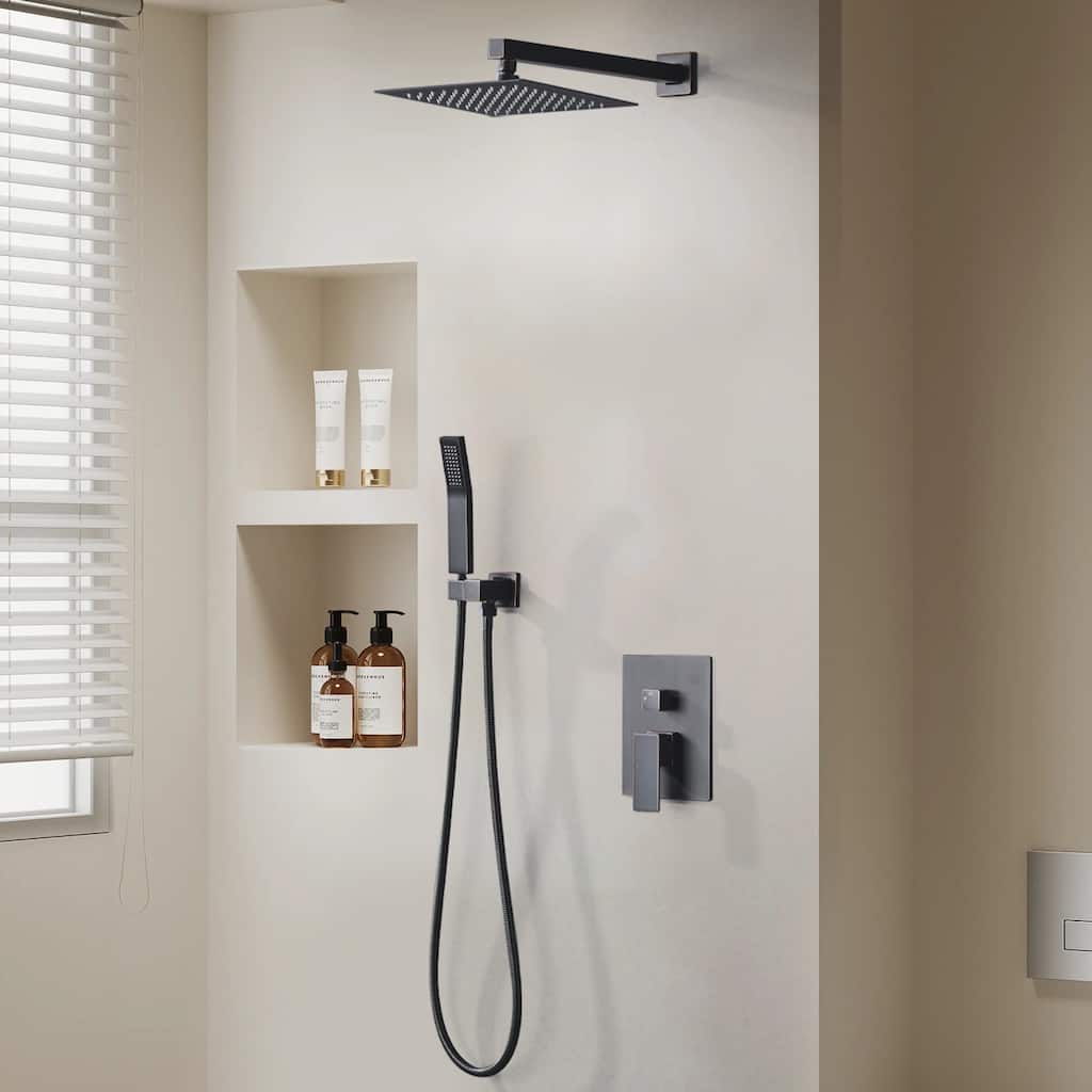 Topcraft 10-Inch Rain Shower Head, Wall Mount Complete Shower System with Handheld Showerhead