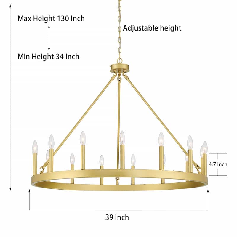 Acroma 15-light Farmhouse Large Wagon Wheel Candle Chandelier with UL Certified - D40'' * H130''