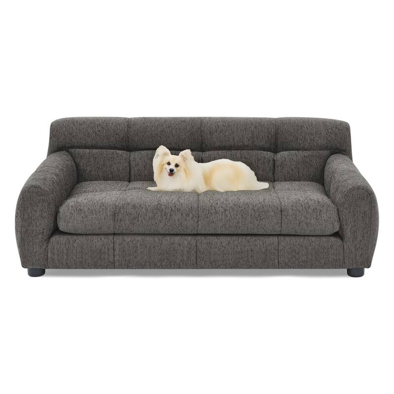 Roomfitters Soft Pet Sofa with Backrest and Armrests, Modern Rectangular Dog Couch for Small and Medium Dogs