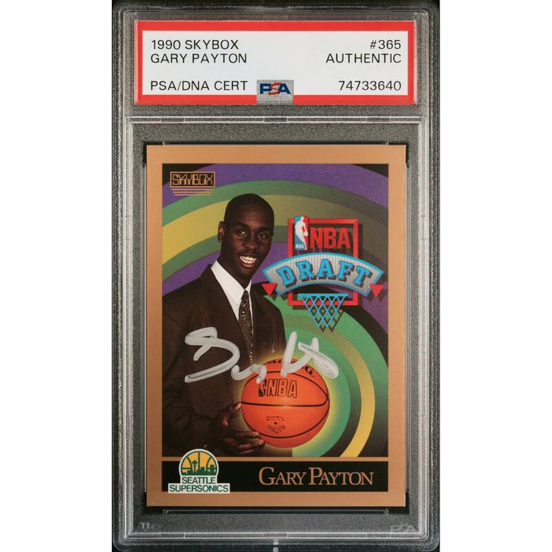 Gary Payton 1990 Skybox Signed Basketball Rookie Card #365 Auto PSA - 8'6" x 11'6"