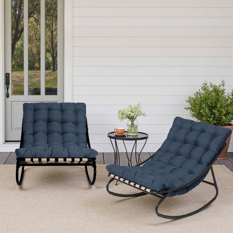 Outdoor Metal Frame Rocking Chair with Water-Resistant Cushions