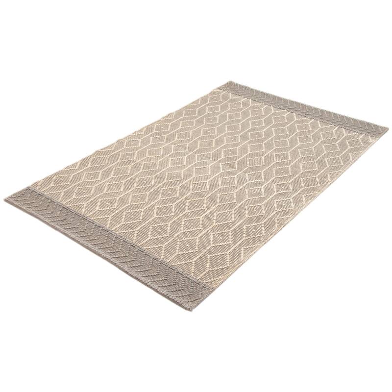ECARPETGALLERY Braid weave Sienna Grey Wool Rug - 5'0 x 8'1