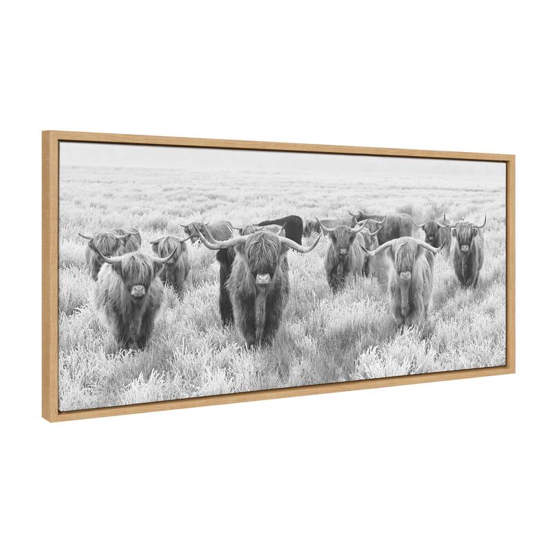 Kate and Laurel Sylvie Cow Herd Canvas by The Creative Bunch Studio - 18x40 - Plastic - Natural