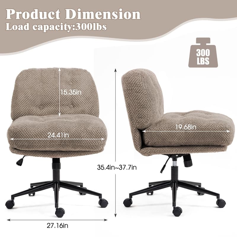 Modern Swivel Chair, Grey Cross-Legged Office Chair for Home & Vanity