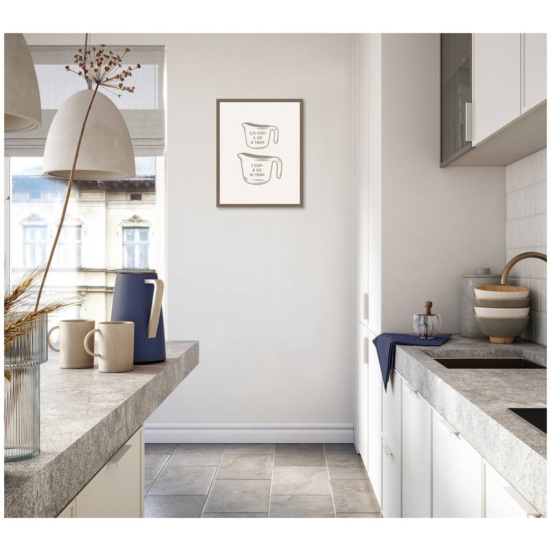Kate and Laurel Kitchen Conversion Charts Cups by The Creative Bunch Studio Framed Canvas Wall Art Print
