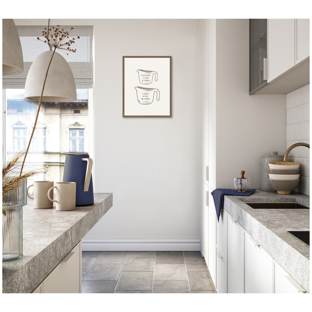 Kate and Laurel Kitchen Conversion Charts Cups by The Creative Bunch Studio Framed Canvas Wall Art Print