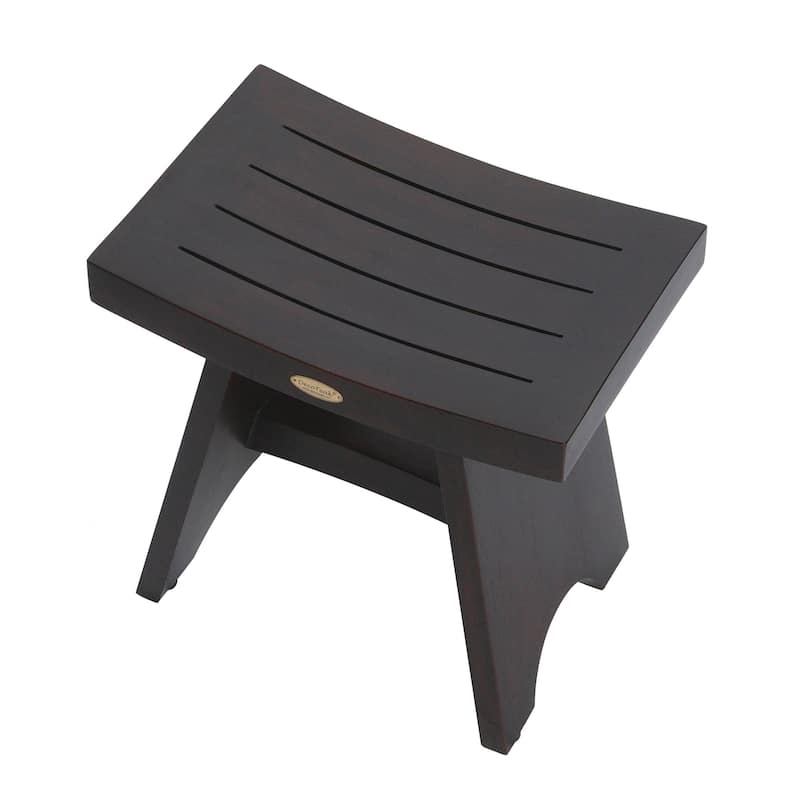 18" DecoTeak Serenity Eastern Style Teak Shower Bench Stool in Woodland Brown