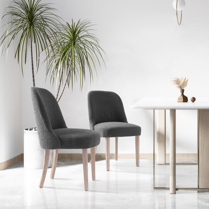 Boucle Polyester Upholstered Side Chair - Water/ Stain Resistant (Set of 2) - Gray