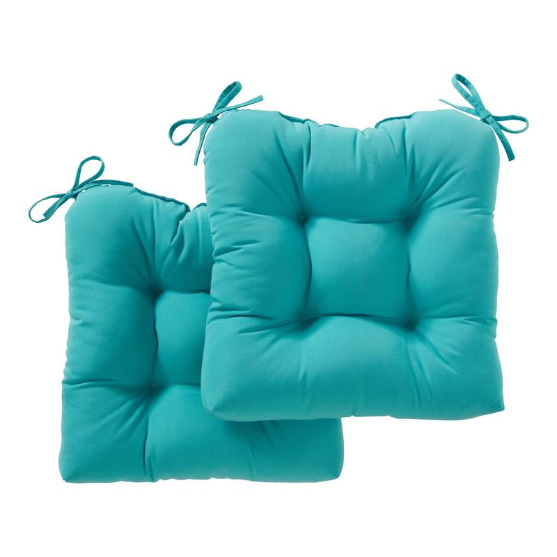 Sunbrella Tufted 20-inch Outdoor Chair Cushion - Canvas Aruba - Set of 2