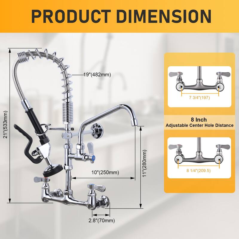 WOWOW Pull Down Sprayer Commeicial Faucet with Pre-Rinse Sprayer