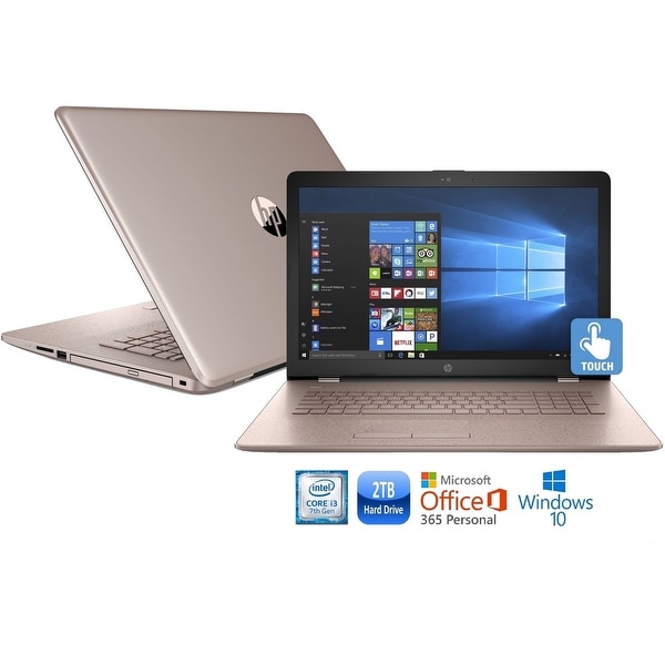HP 17-bs013cy Core i3-7100 2TB HDD 17.3" HD+ Touch Screen MS Office 365 Laptop - rose gold