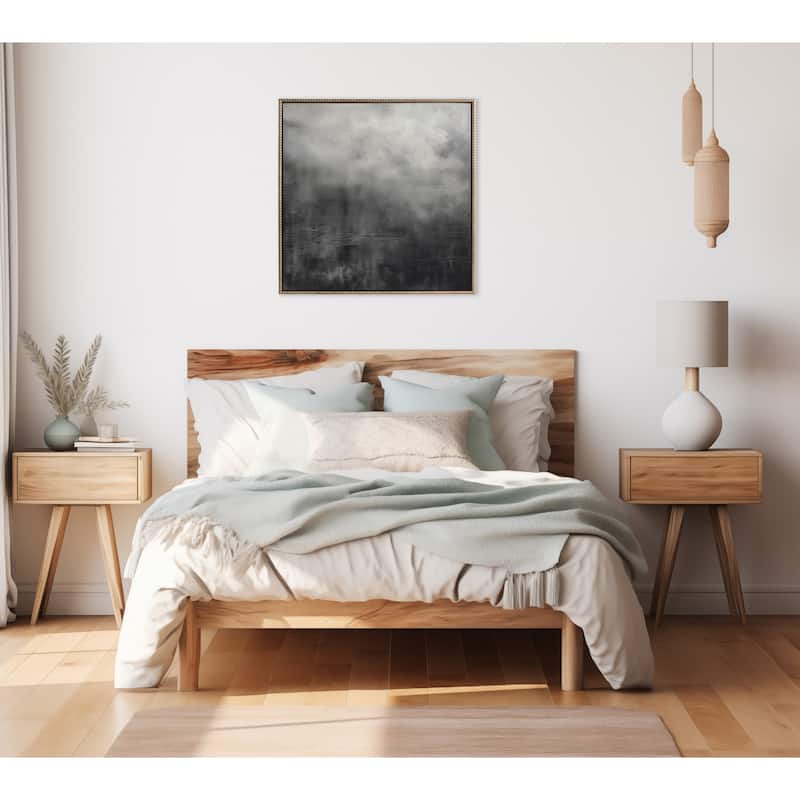 Kate and Laurel Sylvie Tonal Black Gray Framed Canvas by Creative Bunch Studio