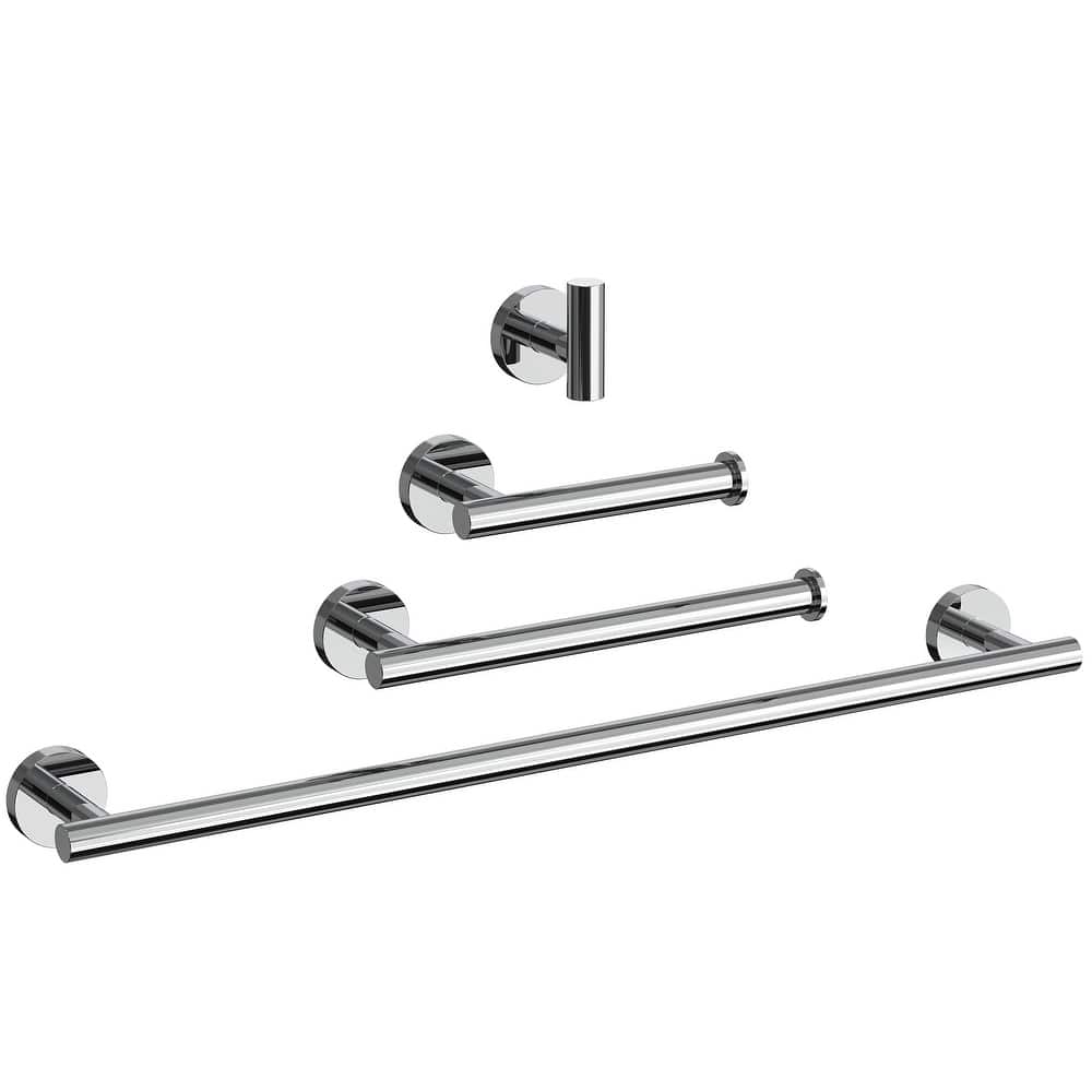 4-Piece Bathroom Hardware Accessories Set, Wall Mount Towel Bar, Toilet Paper Holder, Hand Towel Rack 1 Towel Hooks