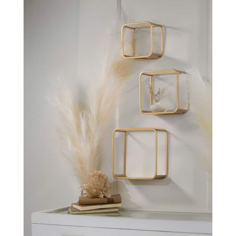 Square Metal Wall Shelves - Set of 3