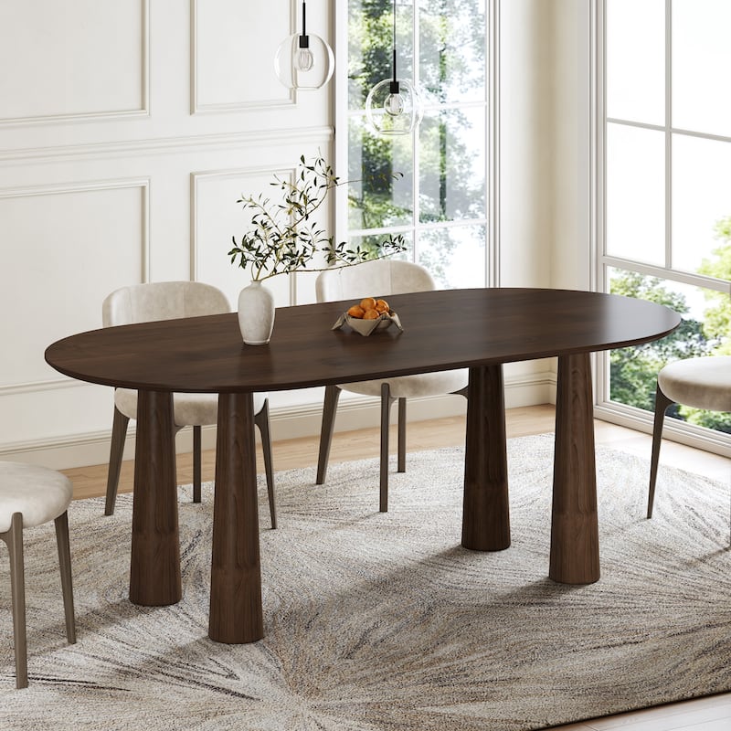 Dovelina 67" Oval Black Dining Table - Sturdy Tapered Legs for 6 People