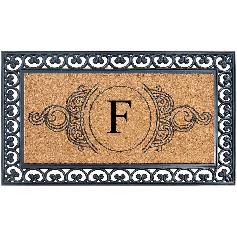 A1HC 30" x 48" Heavy-Duty Rubber & Coir Outdoor Doormat with Copper/Black Border – Large, Non-Slip Backing - F