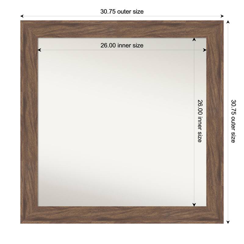 Pia Medium Brown Non-Beveled Framed Wall Mirror - Pia Medium Brown - 31 x 31 in