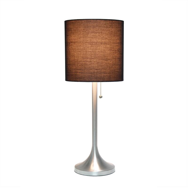 21 in. Brushed Nickel Finish Table Lamp with Black Shade, Sturdy Table Lamp for Living Rooms and Bedrooms