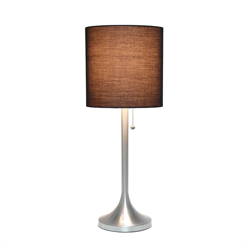 21.25" Modern Glam Metal Table Lamp with Silk Shade and Pull-Chain Switch for Bedroom or Living Room - 8"L x 8"W x 21.25"H