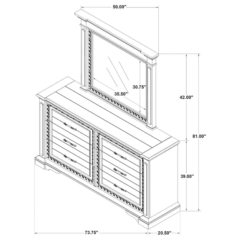 McKinney 6-drawer Bedroom Dresser with Mirror Vintage White