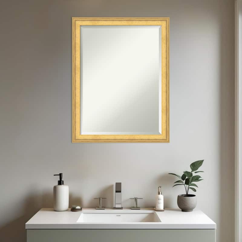 Owen Gold Beveled Wood Framed Bathroom Vanity Wall Mirror - Owen Gold