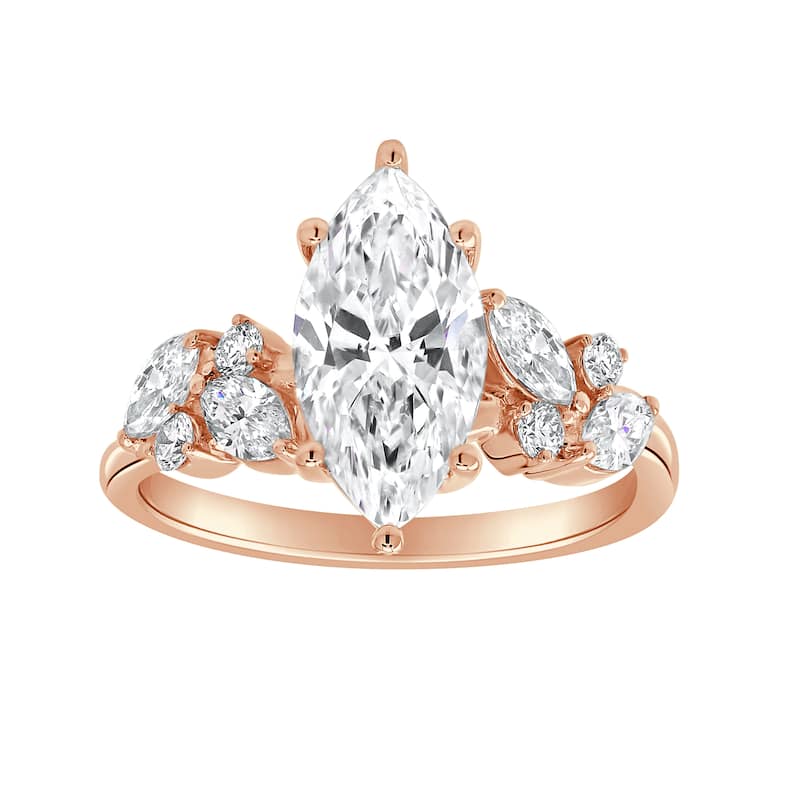 Auriya 14k Gold 5 3/5ctw Nature's Inspired Marquise Diamond Engagement Ring (F-G VS) - Rose - 4