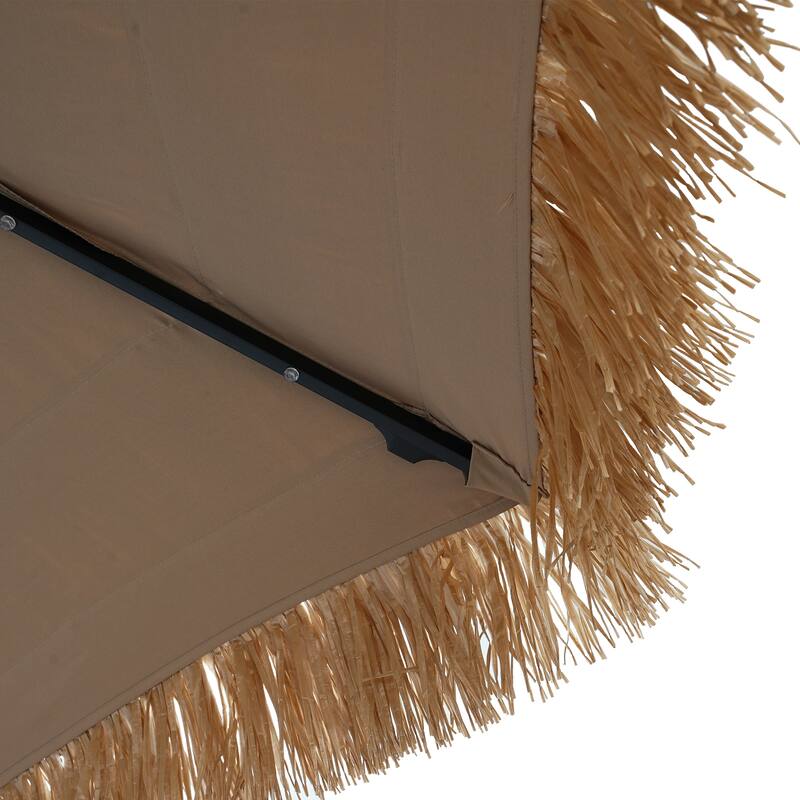 Clihome 9FT Patio 2-Top Hawaiian Style Thatch Umbrella With Lights