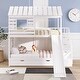preview thumbnail 1 of 8, Twin over Twin House Bunk Bed with Slide & Storage Staircase, White White