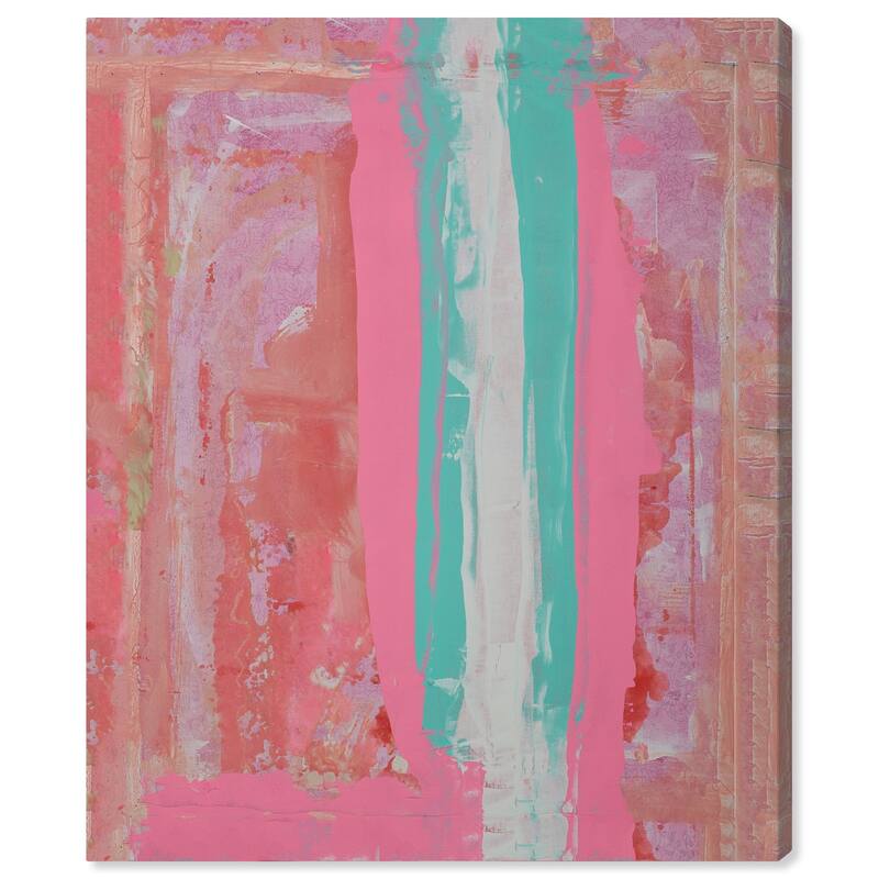 Wynwood Studio Canvas Abstract Line of Sight Pink and Tiffany Blue Modern & Contemporary Wall Art Canvas Print