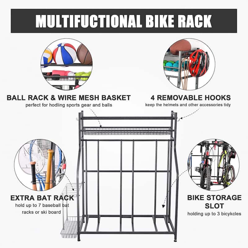Mythinglogic Garage Bike Rack Baskets Collection Organizer Bike Storage Bike Rack Garage