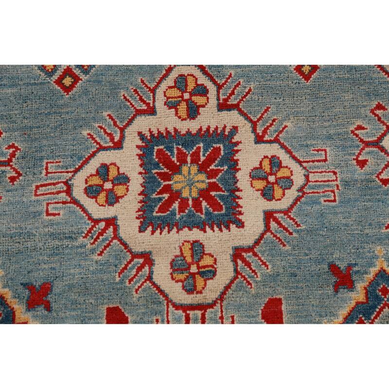Hand Knotted Oriental 100% Wool Carpet Traditional Medallion Navy Blue & Blues Kazak Area Rug - 13' 7'' X 10' 1''