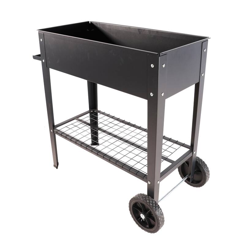 Elevated Rolling Planter - 33" Long Garden Bed, Ergonomic Design, Food-Grade Coating, for Patios, Balconies & Backyard Gardening