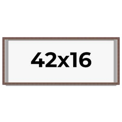 42x16 Shadow Box Frame Brown | 1.125 inches Deep Real Wood Rustic