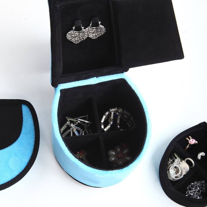 9" Blue And Black Glitter Velvet High Heel Jewelry Box