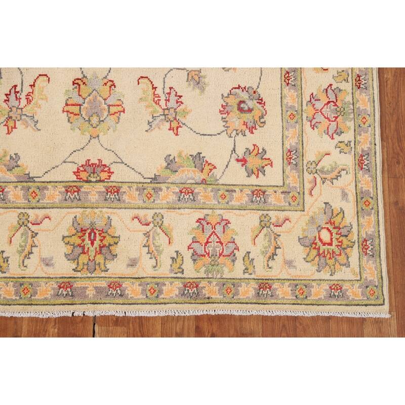Transitional Floral Oushak Area Rug Hand-Knotted Wool Carpet - 4'11" x 7'8"