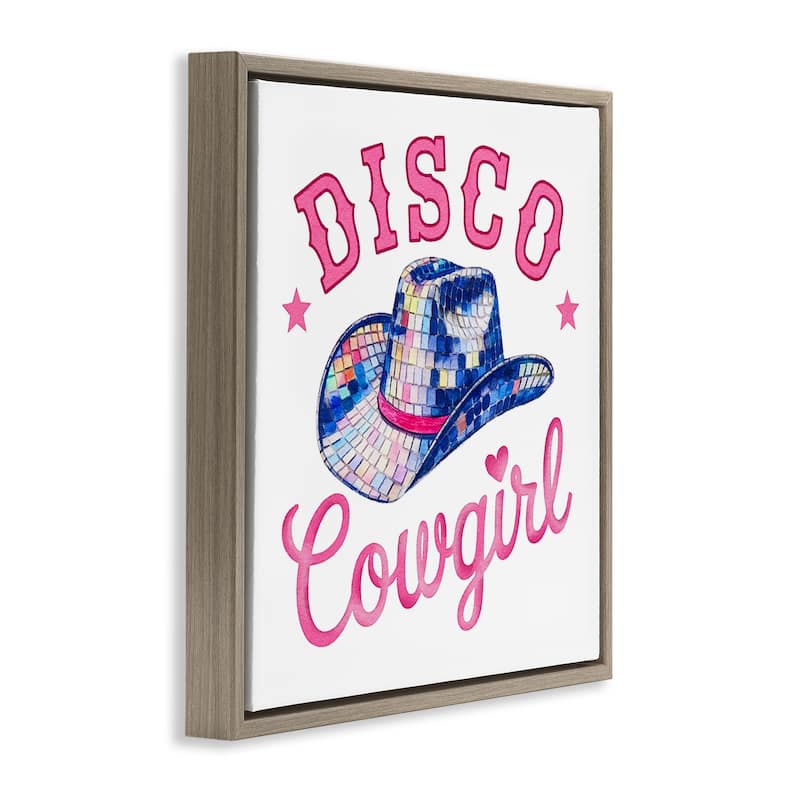 Stupell Disco Cowgirl & Hat Framed Floater Canvas Wall Art Design By Amanda Greenwood
