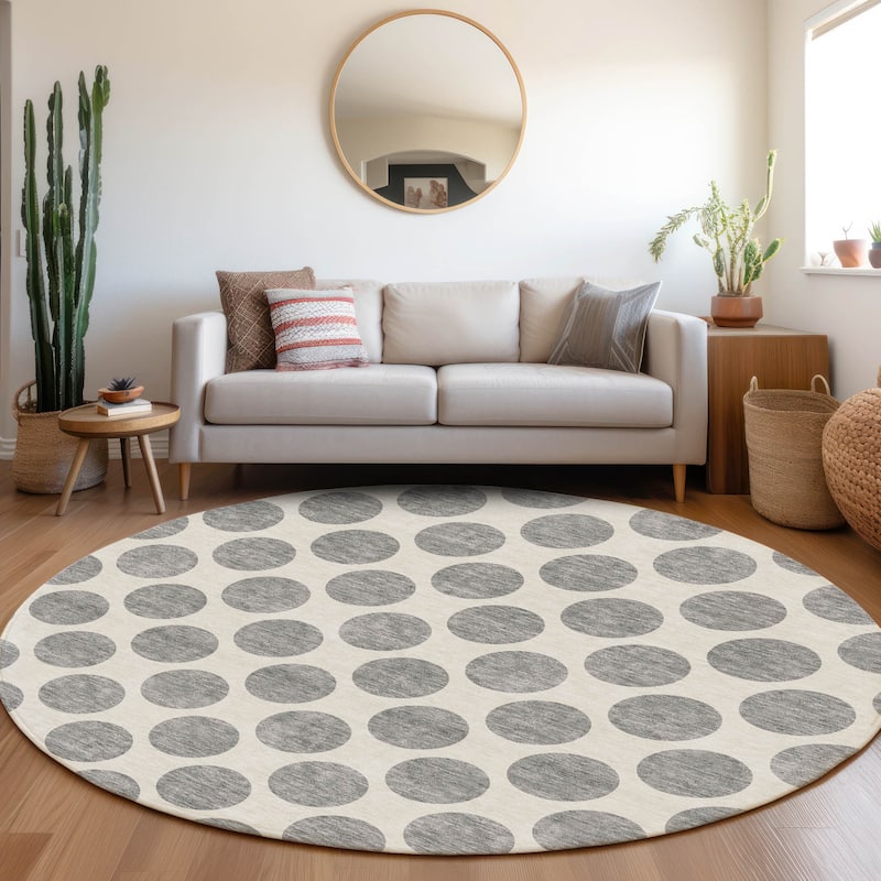 Premium Washable Super Soft Geo Dots Mayfield Rug - Gray - 8' x 8'