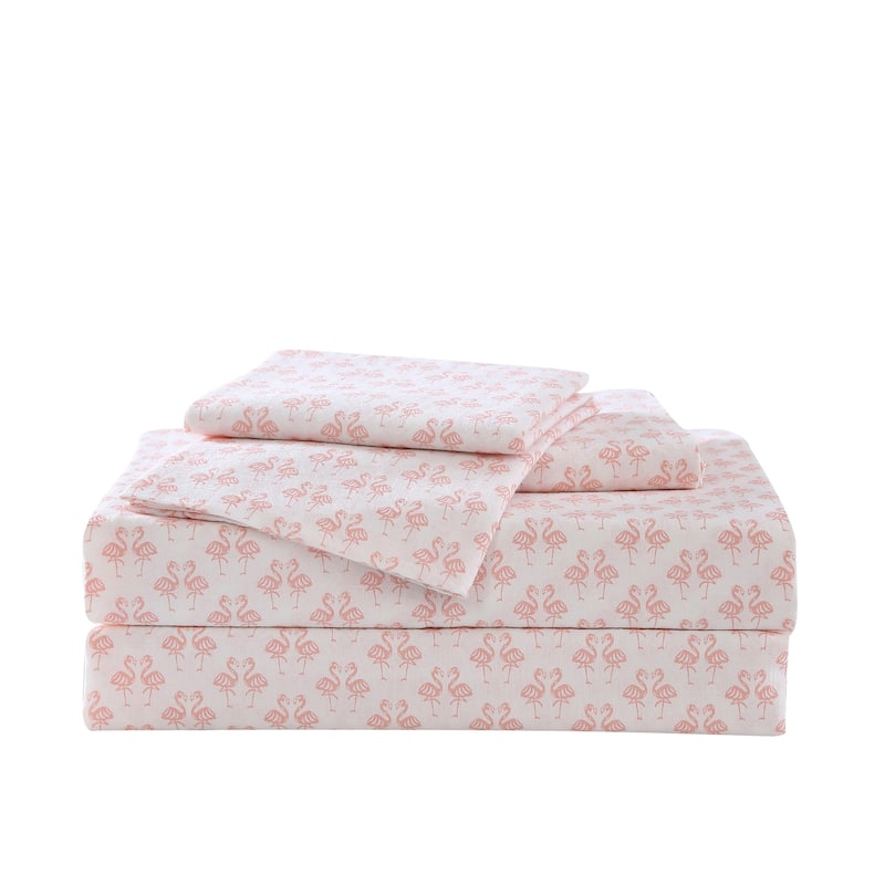 Tommy Bahama Printed Washed Cotton Sheet Set - Flamingle - Queen