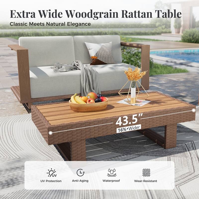 MAINSON ARTS Outdoor Patio Furniture Set, Rattan Wicker Modular Sectional Conversation Set with 10" Extra Thick Cushions